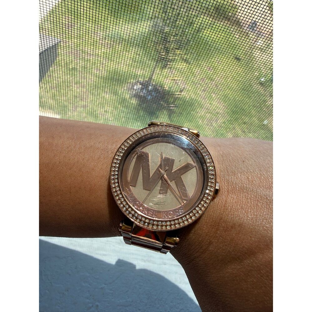 Michael Kors Rose Gold Parker "Logo Glitz" Watch - Picture 3 of 7